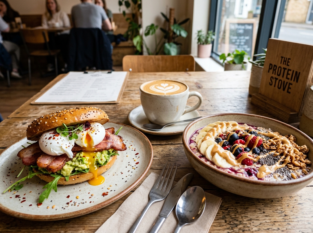 Breakfast Bagel and Oats with Coffee